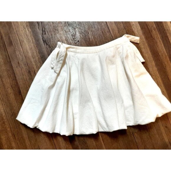Womens Size 8 Coquette Casual Tie Accent Textured Summer Mini Skirt Cream - Picture 6 of 10